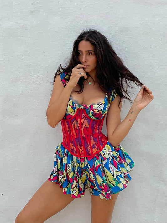 The Elisabeth Romper Dress - Yellow Calla Lily